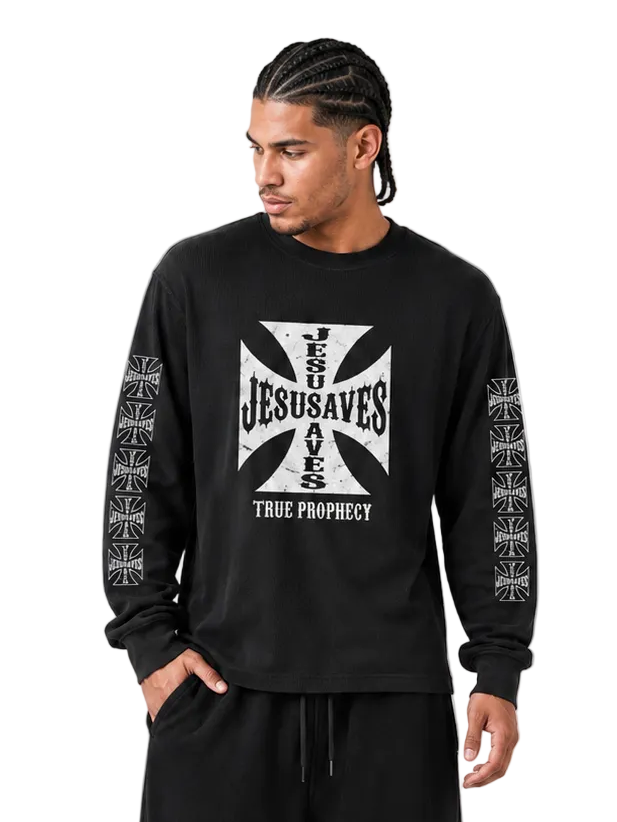 “Jesus Saves” waffle knit’s